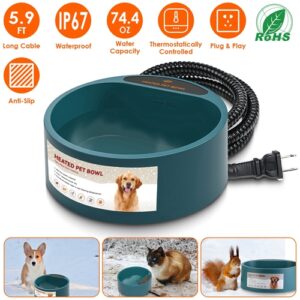 Heated Water Bowl for Dog Cat 74.4OZ